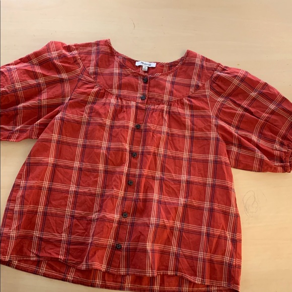 Madewell plaid buttoned shirt sz M - Picture 4 of 7